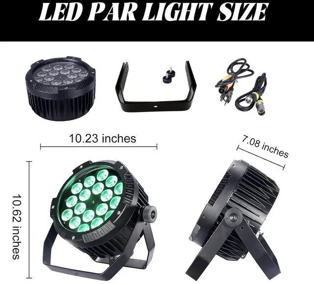 Alt view image 5 of 7 - Outdoor Waterproof Par Lights, IP65 Stage Light, LED Uplights with DMX512 Sound Activated, DJ Lighting for Christmas Event Party Wedding Disco (2, 4 Colors Mixed)