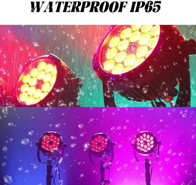 Alt view image 2 of 7 - Outdoor Waterproof Par Lights, IP65 Stage Light, LED Uplights with DMX512 Sound Activated, DJ Lighting for Christmas Event Party Wedding Disco (2, 4 Colors Mixed)