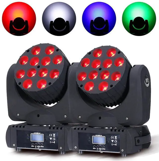 Main image of Moving Head Light Beam Wash 12x12W LED Stage Lighting RGBW 4in1 Professional DMX 512 Strobe Effect Sound Activated DJ Lights for DJ Night Clubs Disco KTV Bar Show (2 Pack)