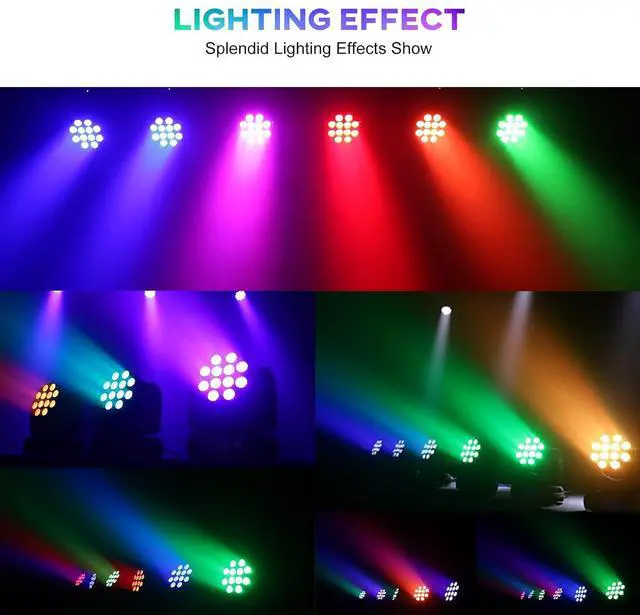 Alt view image 2 of 7 - Moving Head Light Beam Wash 12x12W LED Stage Lighting RGBW 4in1 Professional DMX 512 Strobe Effect Sound Activated DJ Lights for DJ Night Clubs Disco KTV Bar Show (1 Pack)