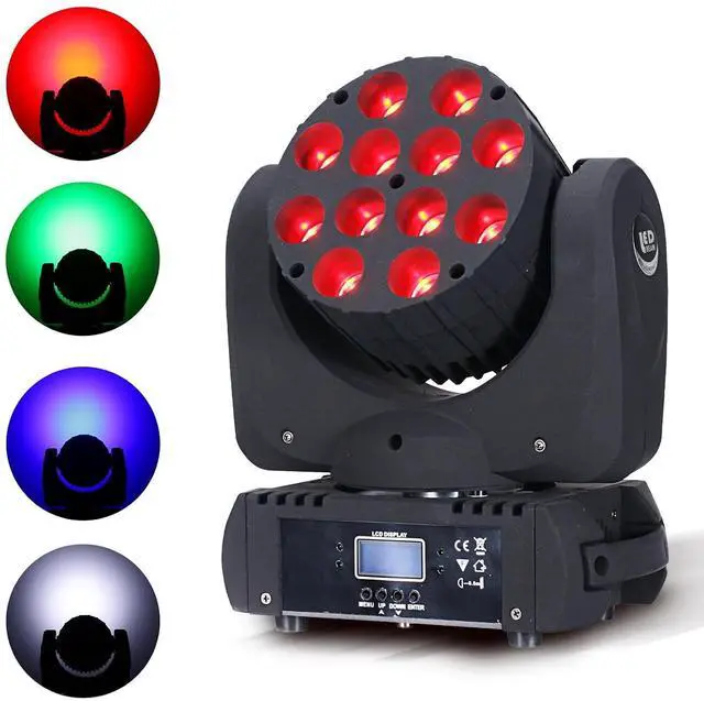 Main image of Moving Head Light Beam Wash 12x12W LED Stage Lighting RGBW 4in1 Professional DMX 512 Strobe Effect Sound Activated DJ Lights for DJ Night Clubs Disco KTV Bar Show (1 Pack)