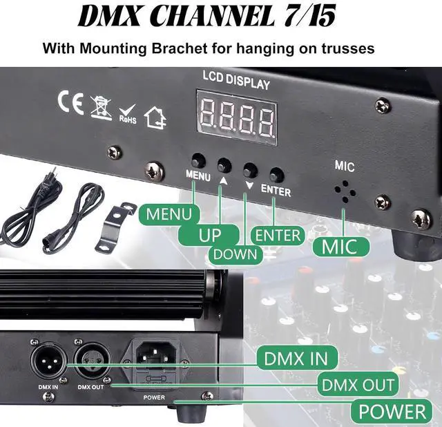 Alt view image 6 of 7 - LED Mini Spider Moving Head Light 8x5W Beam Stage Lights RGBW Sound Activated DMX-512 Control for DJ Party Bar Disco Show Wedding Event Stage Lighting