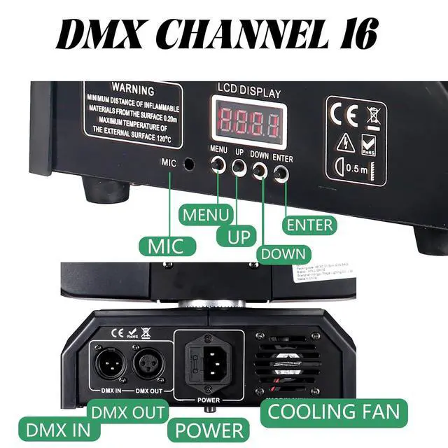 Alt view image 7 of 7 - Moving Head Stage Light with Halo Beam 8x15W LED Stage Lights RGBW 4in1 DJ Lights 360°Moving Head DMX Sound Activated for Club Wedding Show