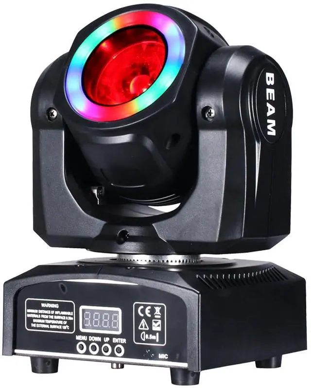 Main image of Moving Head Lights 60W LED Stage Lights RGBW Beam Halo Cycle Strip DJ Lighting, DMX 512 Sound Activation for Event Parties Wedding Church Live Band Show