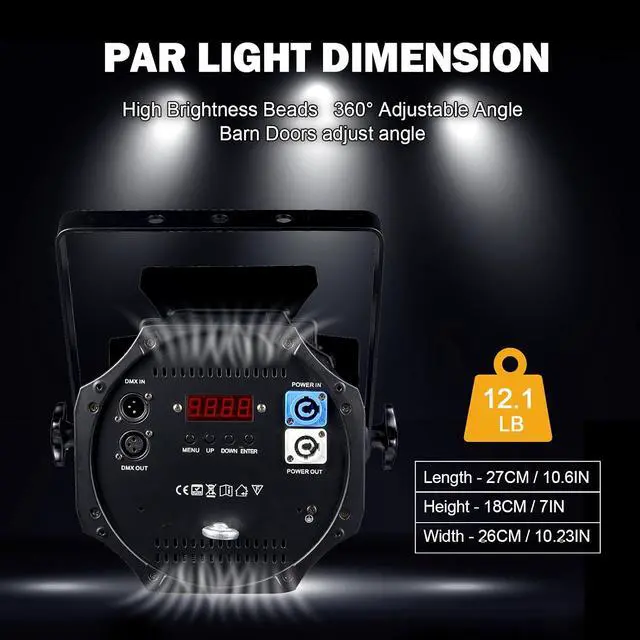 Alt view image 5 of 7 - Zoom Stage Light with Barn Doors, 200W COB Par Light, Warm White & White 2in1 Fresnel LED DJ Spotlight Wash 3500K-7500K DMX512 Sound Activated for Church Theater Event Wedding