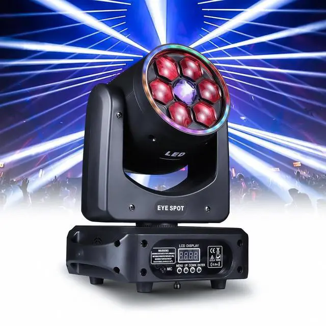 Main image of DJ Light Moving Head 150W LED Stage Lights 8 GOBOs 8 Colors Bee Eye + Spot + Halo Effect DMX512 Sound Activated for Wedding DJ Party Club Disco Events