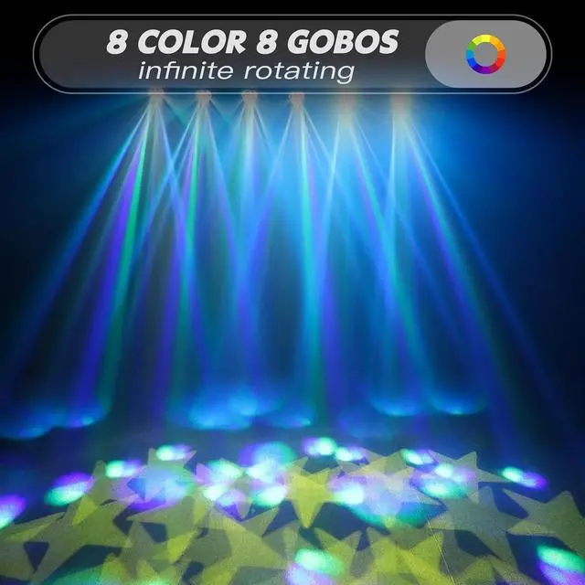 Alt view image 6 of 7 - DJ Light Moving Head 150W LED Stage Lights 8 GOBOs 8 Colors Bee Eye + Spot + Halo Effect DMX512 Sound Activated for Wedding DJ Party Club Disco Events