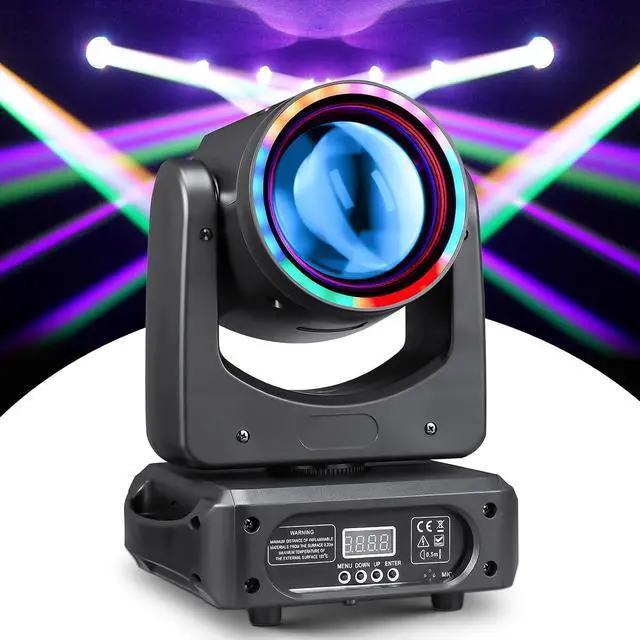 Main image of Moving Head DJ Light 100W LED Stage Lights Beam Halo DJ Lights 7 Colors Spotlights Strobe DMX512 Sound Activated for Party Wedding Live Show Parties DJ Equipment Lighting
