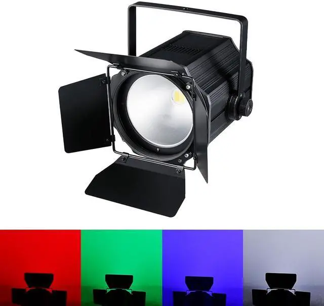 Main image of COB Stage Lights with Barn Doors, COB Par Light 200W LED RGBW 4in1, DMX512 Master-Slave Sound DJ Lighting Spotlight Fresnel for Church Concert Wedding (4-Colors Style, 1)