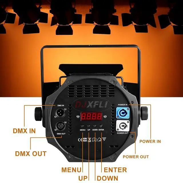 Alt view image 7 of 7 - COB Stage Lights with Barn Doors, COB Par Light 200W LED RGBWAUV DMX512 Master-Slave Sound DJ Lighting Spotlight Fresnel for Church Concert Wedding