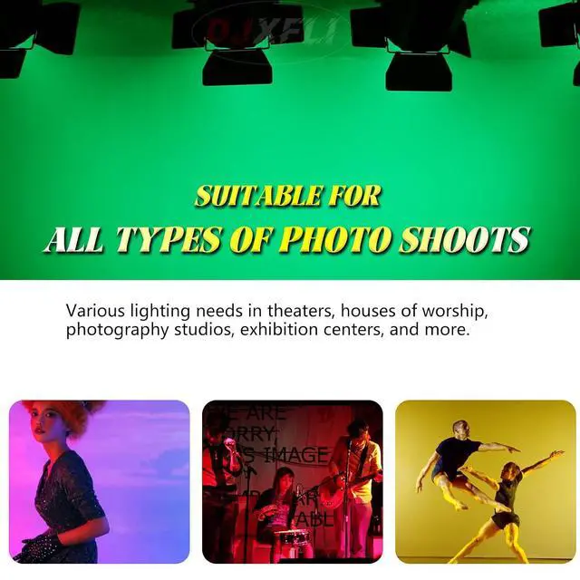 Alt view image 5 of 7 - COB Stage Lights with Barn Doors, COB Par Light 200W LED RGBW 4in1, DMX512 Master-Slave Sound DJ Lighting Spotlight Fresnel for Church Concert Wedding (4-Colors Style, 1)