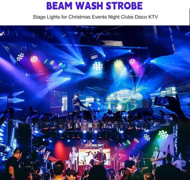 Alt view image 4 of 7 - Moving Head Light Beam Wash 12x12W LED Stage Lighting RGBW 4in1 Professional DMX 512 Strobe Effect Sound Activated DJ Lights for DJ Night Clubs Disco KTV Bar Show (1 Pack)