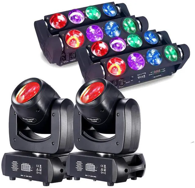Main image of 8x15W Spider Moving Head Light 2 Pack & 120W LED Moving Head Dj Light 2 Pack Stage Light