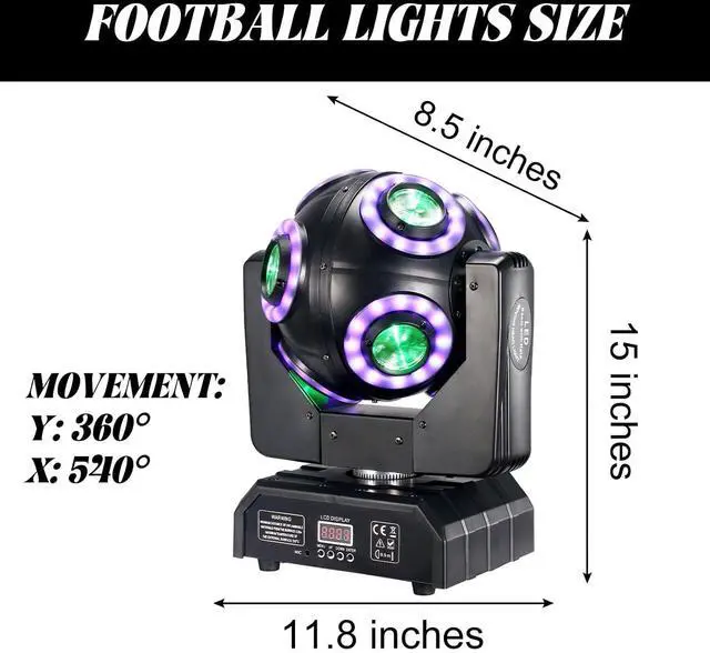 Alt view image 2 of 7 - 8x15W Spider Moving Head Light & 8x15W Soccer Moving Head with Halo, RGBW 4-in-1 Colors Mixed Moving Head DMX Sound Activated for Club Wedding Show