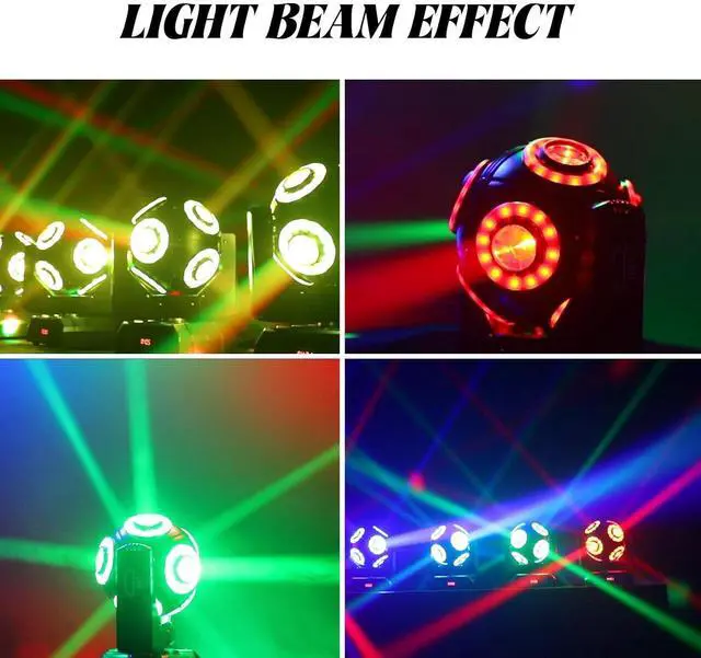 Alt view image 3 of 7 - 8x15W Spider Moving Head Light & 8x15W Soccer Moving Head with Halo, RGBW 4-in-1 Colors Mixed Moving Head DMX Sound Activated for Club Wedding Show