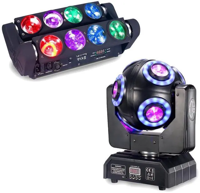 Main image of 8x15W Spider Moving Head Light & 8x15W Soccer Moving Head with Halo, RGBW 4-in-1 Colors Mixed Moving Head DMX Sound Activated for Club Wedding Show