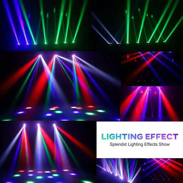 Alt view image 7 of 7 - Moving Head Lights LED Stage Light 2pack 8x15W + 2pack 8x5W Spider Lighting DMX 512 & Sound Activated for KTV Disco Party Event 2 Pack