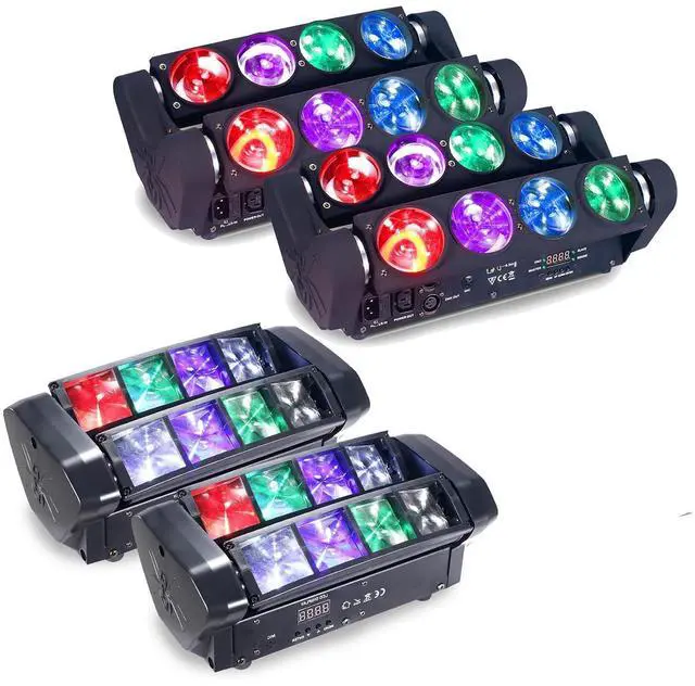 Main image of Moving Head Lights LED Stage Light 2pack 8x15W + 2pack 8x5W Spider Lighting DMX 512 & Sound Activated for KTV Disco Party Event 2 Pack