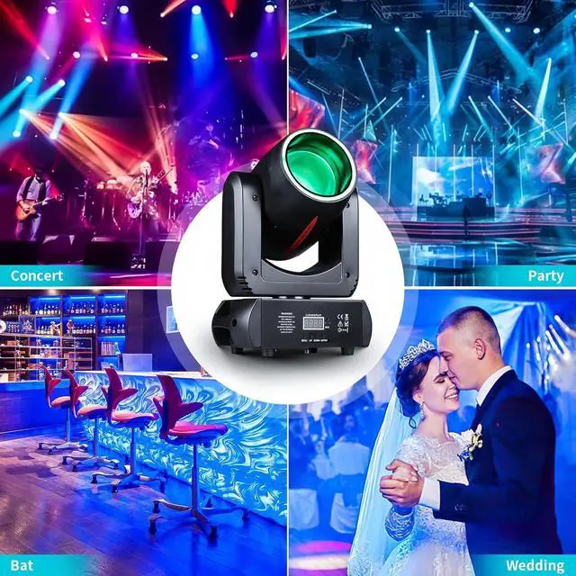 Alt view image 7 of 7 - 150W LED DJ Light Moving Head Stage Light Beam Halo 8 Gobos 8 Colors 3D Rotating 18-Facet Prism, DMX 512 Sound Activated for Wedding Party Church Live Events Club Disco