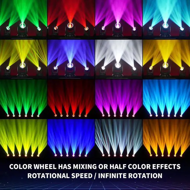 Alt view image 5 of 7 - 150W LED DJ Light Moving Head Stage Light Beam Halo 8 Gobos 8 Colors 3D Rotating 18-Facet Prism, DMX 512 Sound Activated for Wedding Party Church Live Events Club Disco