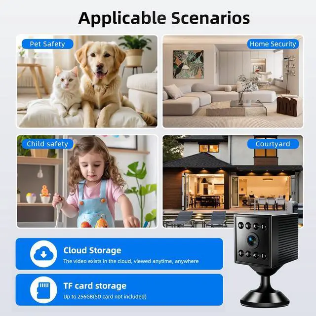 Alt view image 5 of 7 - W10 1080P HD WiFi Security Camera, Smart Indoor Home Cam with Motion Detection & Night Vision, Compact Wireless Monitor