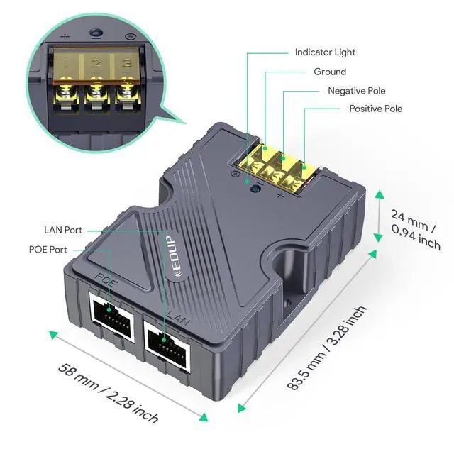 Alt view image 3 of 6 - SPX-V2 3-Pack RJ45 Interface Converter, PoE Power Supply Adapter, Ethernet Voltage Booster Module for Network Devices and Industrial Applications