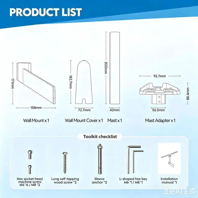 Alt view image 5 of 5 - Mini/V5 Outdoor Antenna Roof Mount Bracket, Heavy Duty Aluminum Alloy Antenna Support Stand with 360° Rotation and Internal Cable Outlet for Satellite and Wireless Antennas