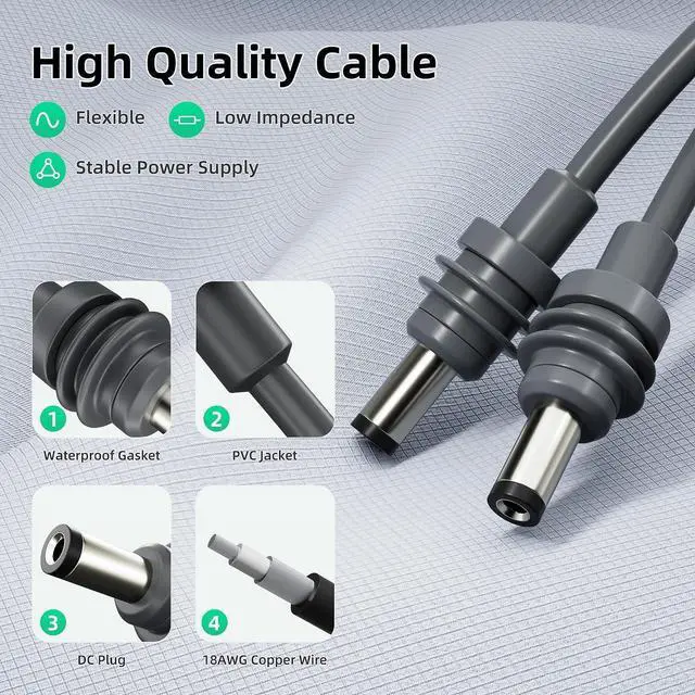 Alt view image 4 of 6 - Starlink Mini DC Power Cable 16.4ft,Extension Replacement DC Power Cord | for Starlink Mini Power Supply,Male to Male Waterproof Charging Cable,Ideal for RV,Truck,Travel,Camping