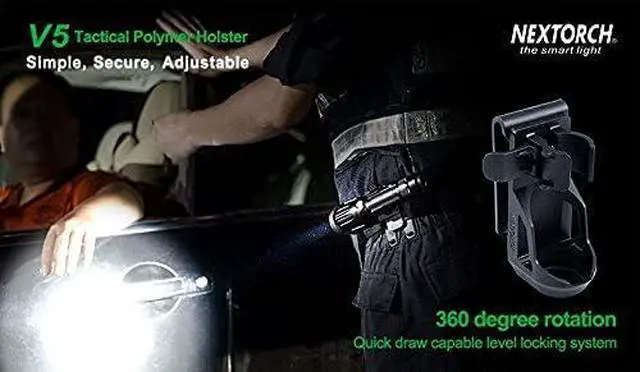 Alt view image 3 of 7 - Nextorch V5 Tactical Flashlight Holster with Lever Side Lock System Only for 1"-1.25" Diameter Flashlight (Holster Head Diameter 0.78"-1.18" Bottom Diameter 1.18")