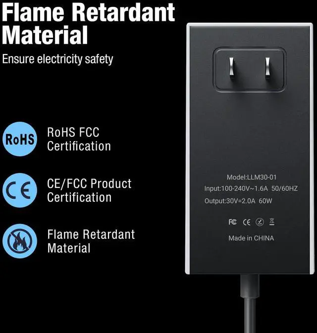 Alt view image 7 of 7 - 60W Power Supply Replacement for Starlink Mini/Starlink Mini X | Compact 30V 2A Fast Charger AC/DC Wall Adapter Compatible with Starlink Mini / Starlink Mini X Satellite Dish