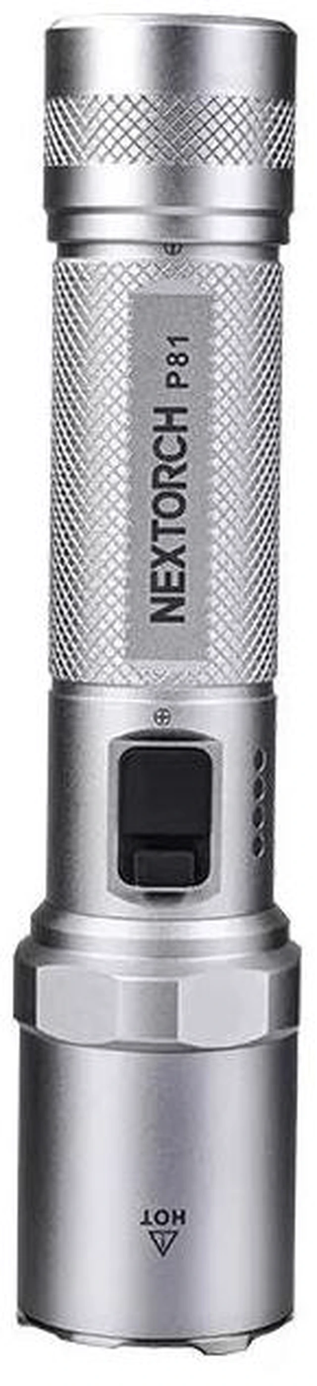 Alt view image 2 of 7 - NEXTORCH P81 3700 Lumens Tactical Flashlight 370m Throw, Nano-Ceramic Glass Breaker, One-Button Strobe, USB-C Rechargeable 21700, IPX7 Waterproof for Emergency Escape & Outdoor(Silver)