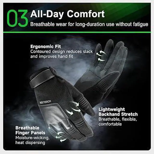 Alt view image 3 of 7 - NEXTORCH Edge Guard Cut-Resistant Tactical Gloves ANSI A7 Level 360° Protection, 10-Finger Touchscreen, CORDURA® Durable, Ultra-Thin for Duty & EDC (Large)
