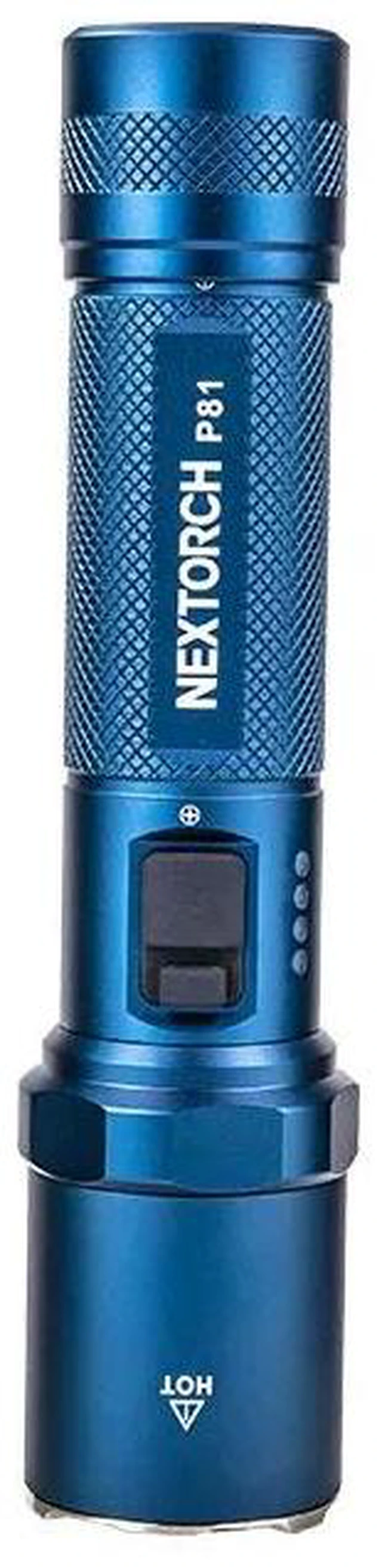 Alt view image 2 of 6 - NEXTORCH P81 3700 Lumens Tactical Flashlight 370m Throw, Nano-Ceramic Glass Breaker, One-Button Strobe, USB-C Rechargeable 21700, IPX7 Waterproof for Emergency Escape & Outdoor( Blue)