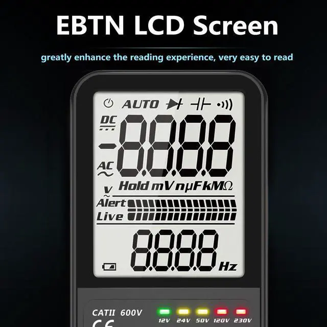 Alt view image 2 of 7 - BSIDE ADMS9LN Large Screen Smart Digital Multimeter Auto-Ranging Ultra-Thin Volt Ohm Amp Meter with Backlit Display