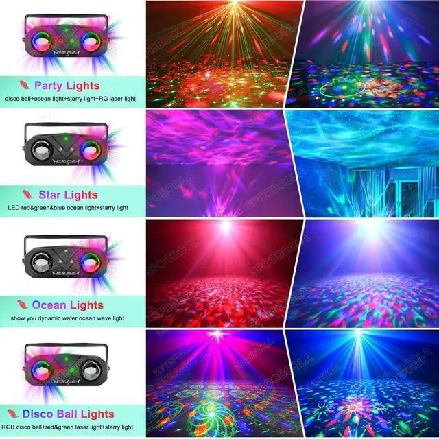 Alt view image 4 of 7 - Disco Ball Light,Party Disco Strobe Ocean Star Projector Dj Dance Light Sound Activated with Remote Control Stage Rave for Parties Bar Birthday Wedding KTV Christmas Halloween Dancing Décor