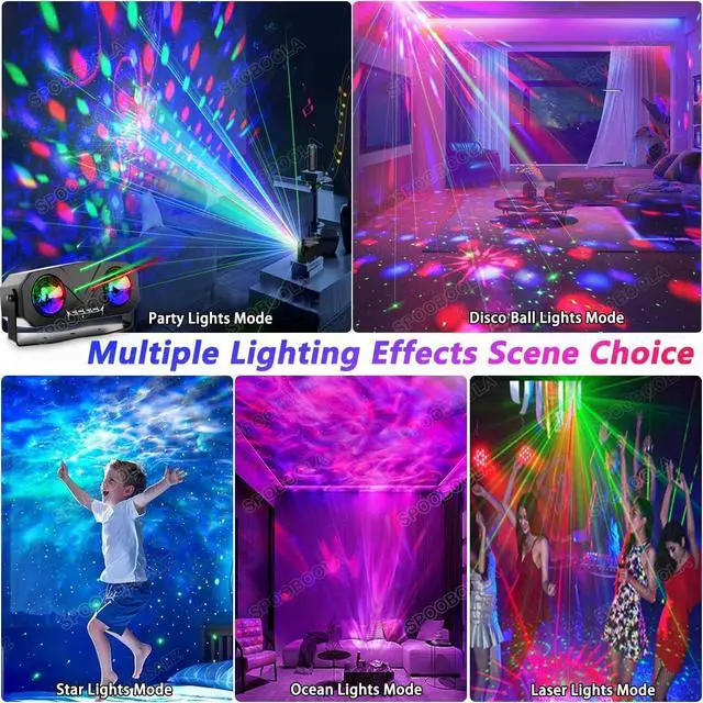 Alt view image 2 of 7 - Disco Ball Light,Party Disco Strobe Ocean Star Projector Dj Dance Light Sound Activated with Remote Control Stage Rave for Parties Bar Birthday Wedding KTV Christmas Halloween Dancing Décor