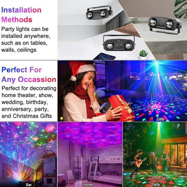 Alt view image 6 of 7 - Disco Ball Light,Party Disco Strobe Ocean Star Projector Dj Dance Light Sound Activated with Remote Control Stage Rave for Parties Bar Birthday Wedding KTV Christmas Halloween Dancing Décor