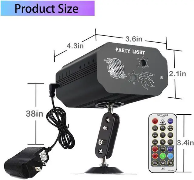 Alt view image 3 of 7 - Party Lights Dj Disco Lights, Mini Strobe Stage Light Lighting Accessories Laser Llights Projector with Remote Control for Parties Bar Birthday Holiday Event Live Show Xmas Decorations Lights