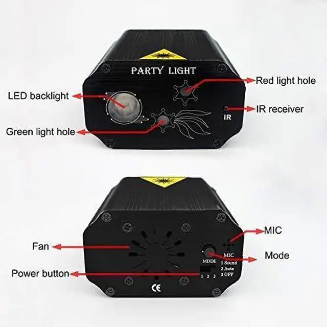 Alt view image 6 of 7 - Party Lights Dj Disco Lights, Mini Strobe Stage Light Lighting Accessories Laser Llights Projector with Remote Control for Parties Bar Birthday Holiday Event Live Show Xmas Decorations Lights