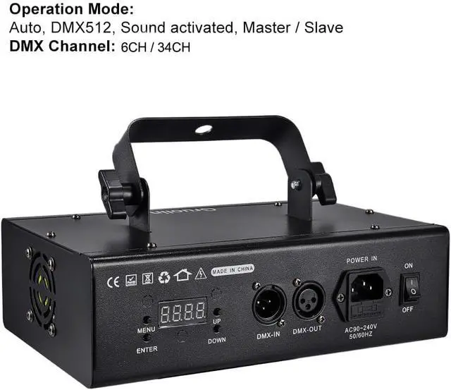 Alt view image 4 of 6 - DJ Lights Party Lights, Gruolin RGB Full Color Laser Stage Light Music Sound Activated & DMX Control Patterns Projector, Perfect for Party Disco Bar Club Stage & DJ Lighting