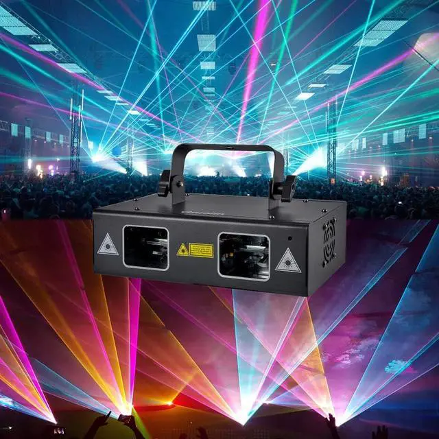 Alt view image 3 of 6 - DJ Lights Party Lights, Gruolin RGB Full Color Laser Stage Light Music Sound Activated & DMX Control Patterns Projector, Perfect for Party Disco Bar Club Stage & DJ Lighting