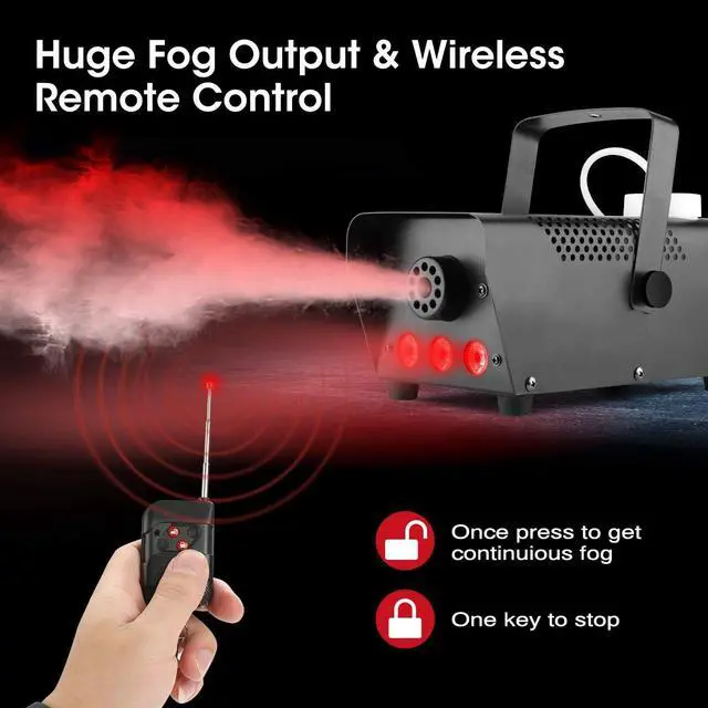 Alt view image 4 of 6 - Fog Machine Smoke Machine with LED Lights and 12 Color Light Effects,2000CFM Smoke Maker, for Halloween, Outdoor, Wedding, Parties, DJ Stage