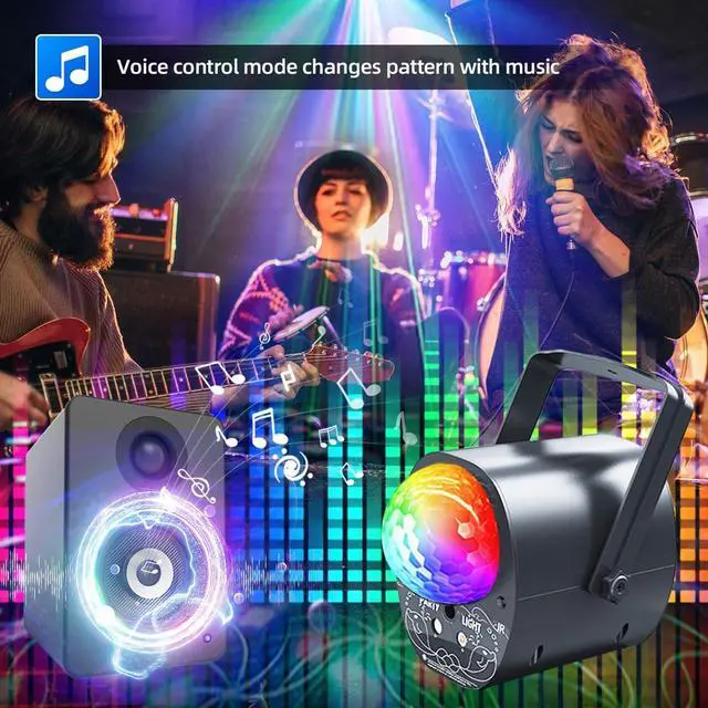 Alt view image 4 of 7 - Disco Ball Multi-Color Laser Pattern Light for Parties,Sound Activated Strobe Lights with Remote Control, Stage Light For Home Karaoke Dance Birthday Events & Nightclub.