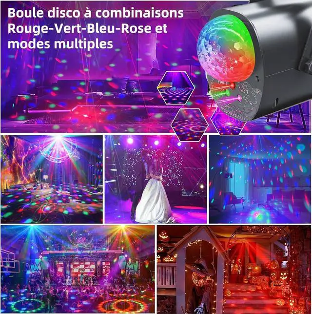 Alt view image 3 of 7 - Disco Ball Multi-Color Laser Pattern Light for Parties,Sound Activated Strobe Lights with Remote Control, Stage Light For Home Karaoke Dance Birthday Events & Nightclub.