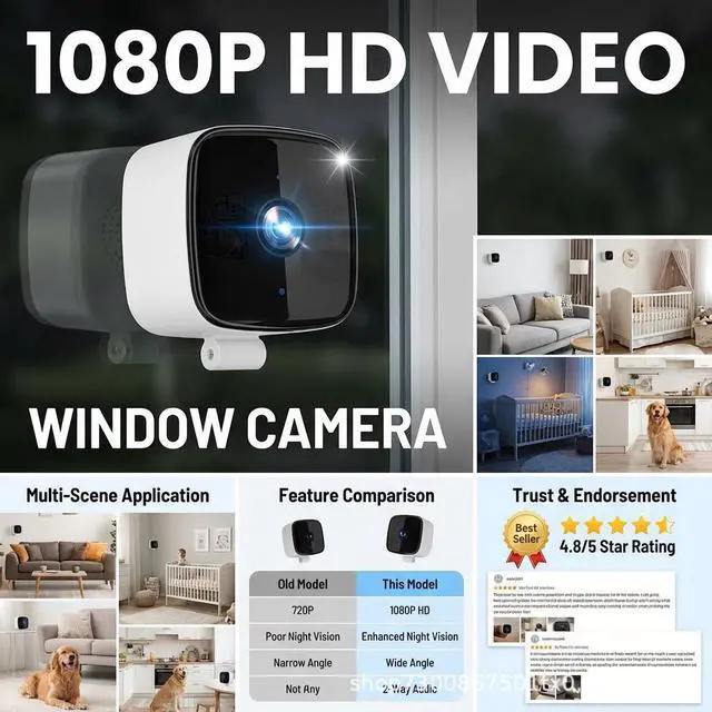 Alt view image 4 of 7 - K13 1080P Wireless Window Camera, Ultra-Low Light Night Vision, 2-Way Audio, Motion Detection Alert, WiFi Home Security MonitorC7FK-OYS-2028.8.28-1