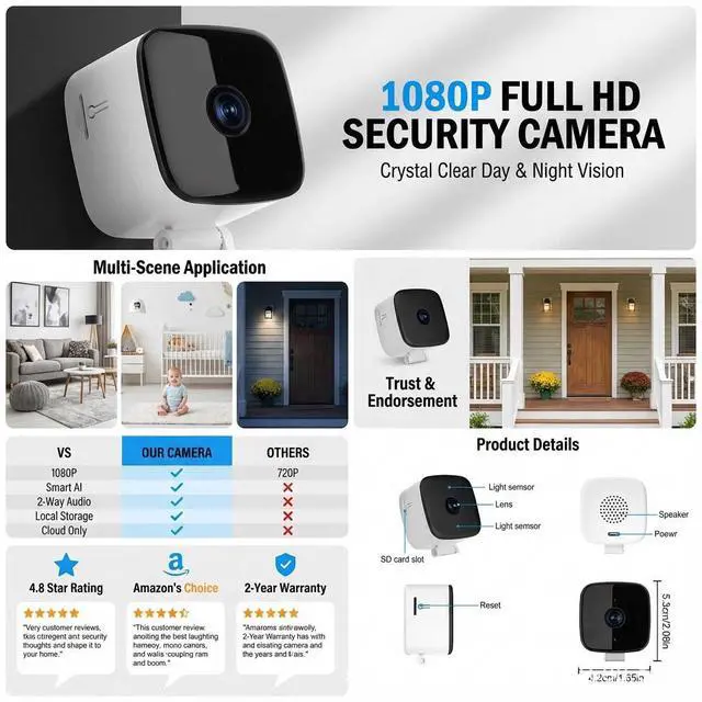 Alt view image 7 of 7 - K13 1080P Wireless Window Camera, Ultra-Low Light Night Vision, 2-Way Audio, Motion Detection Alert, WiFi Home Security MonitorC7FK-OYS-2028.8.28-1