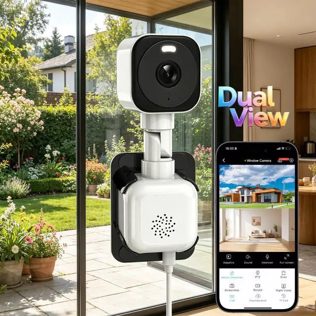 Alt view image 5 of 7 - K12 2K QHD Window Camera, F1.0 Aperture Full-Color Night Vision, Area Detection, 2-Way Audio, 2.4GHz WiFi Home Security Cam