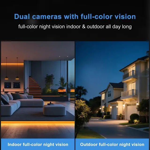 Alt view image 3 of 7 - K12 2K QHD Window Camera, F1.0 Aperture Full-Color Night Vision, Area Detection, 2-Way Audio, 2.4GHz WiFi Home Security Cam