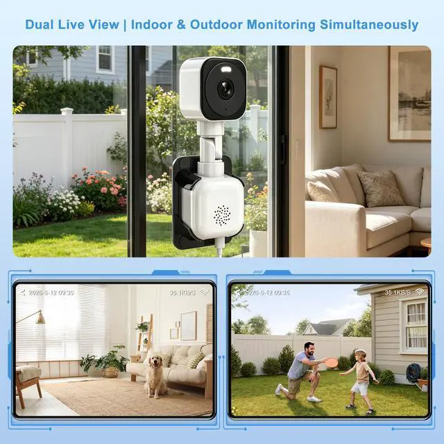 Alt view image 4 of 7 - K12 2K QHD Window Camera, F1.0 Aperture Full-Color Night Vision, Area Detection, 2-Way Audio, 2.4GHz WiFi Home Security Cam