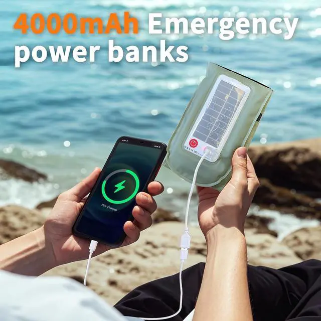 Alt view image 4 of 7 - 24 inch Inflatable Solar Camping Lantern USB Rechargeable, IP66, | USB power bank | Tent, storm